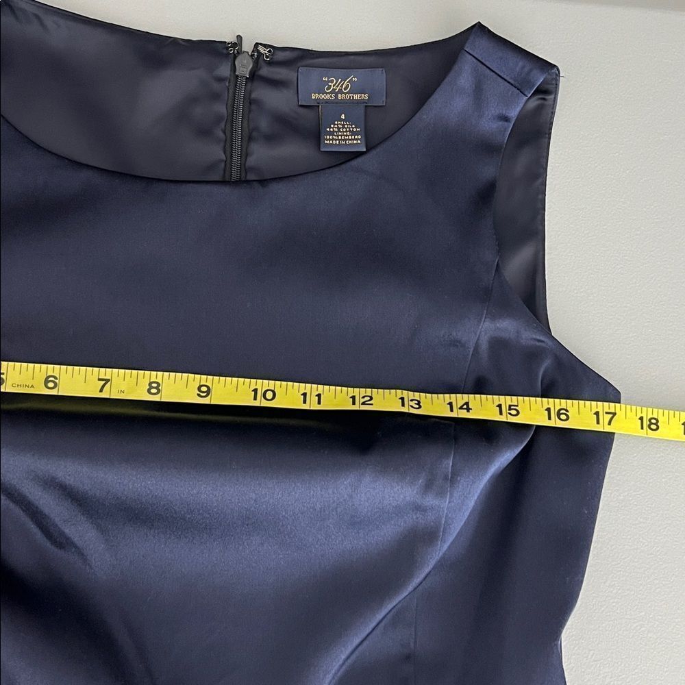 Brooks Brothers Navy Silk Blend Satin Sheath Dress Size 4 - Picture 5 of 6